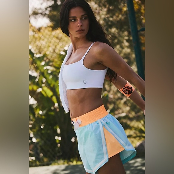 Free People FP Movement Finisher Moonlight Neon Shorts in Blue & Orange sz Med - Picture 2 of 16